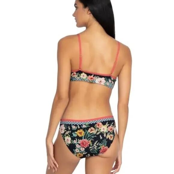 Johnny Was Mia Tie Front Black Floral Boho Bikini Size X-Large NWT - Picture 3 of 11